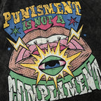 Vintage Black Cartoon Eye Washed T-Shirt — front view