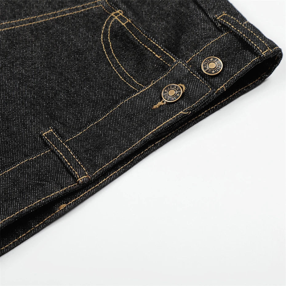 Wide Y2K Loose Denim Shorts — fabric close-up