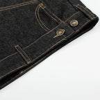 Wide Y2K Loose Denim Shorts — fabric close-up