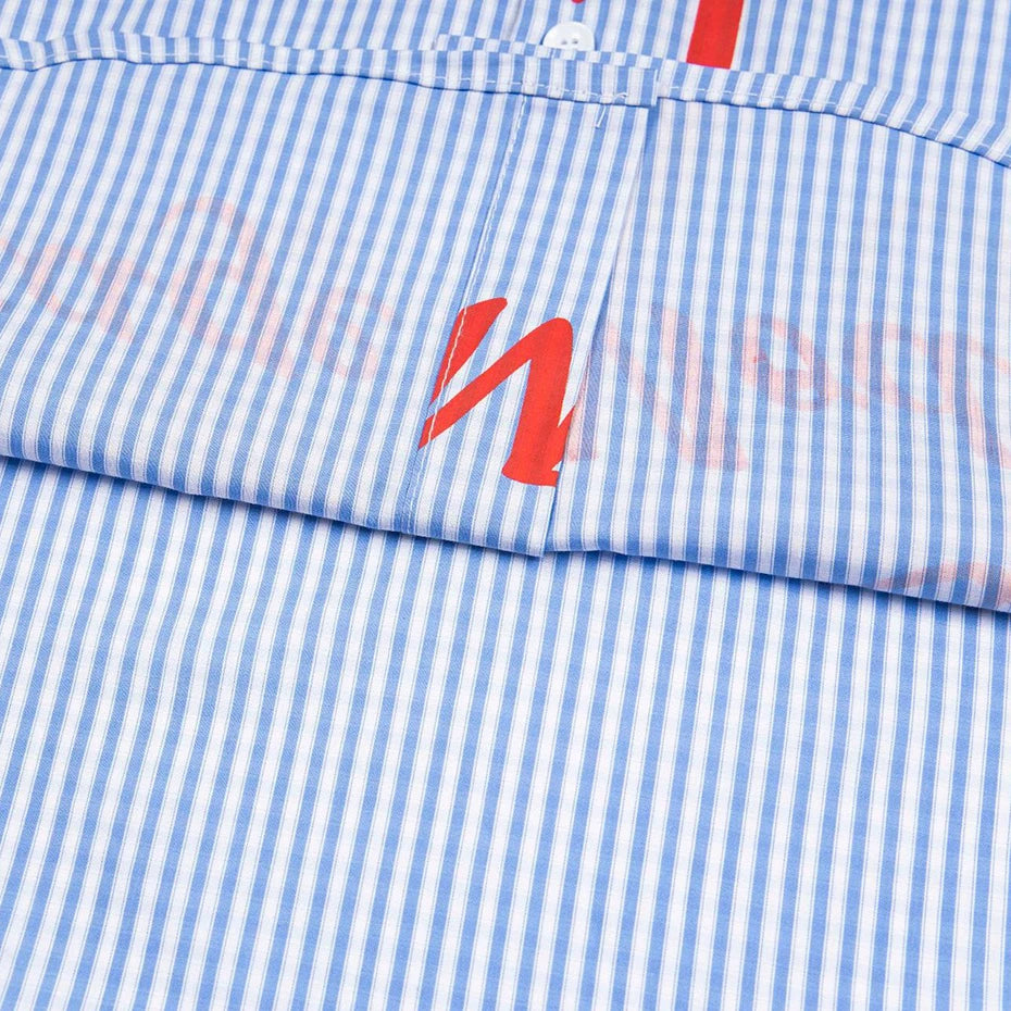 Vintage Dog Striped Graphic Loose Shirt — fabric close-up