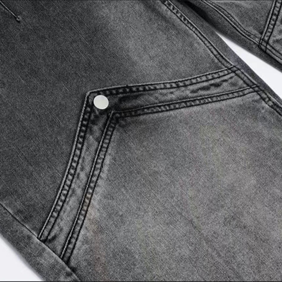 Vintage Patchwork Denim Wide Leg Jeans — detail shot
