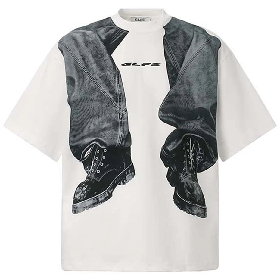 Y2K Black Graphic Oversized T-Shirt — back view