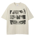 White Beige Eye Graphic T-Shirt — back view