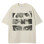 White Beige Eye Graphic T-Shirt — back view