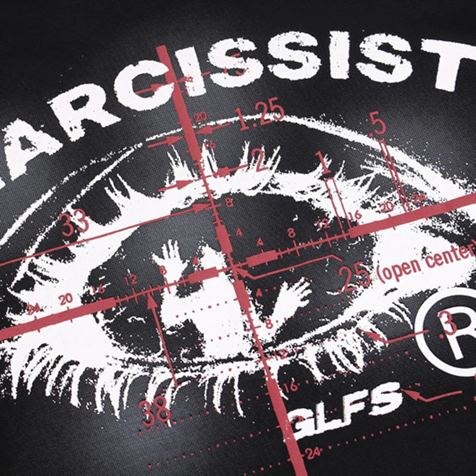 Y2K Black Eye Graphic Loose T-Shirt — fit shot