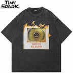 Graphic Retro Black Eye Washed T-Shirt — front view