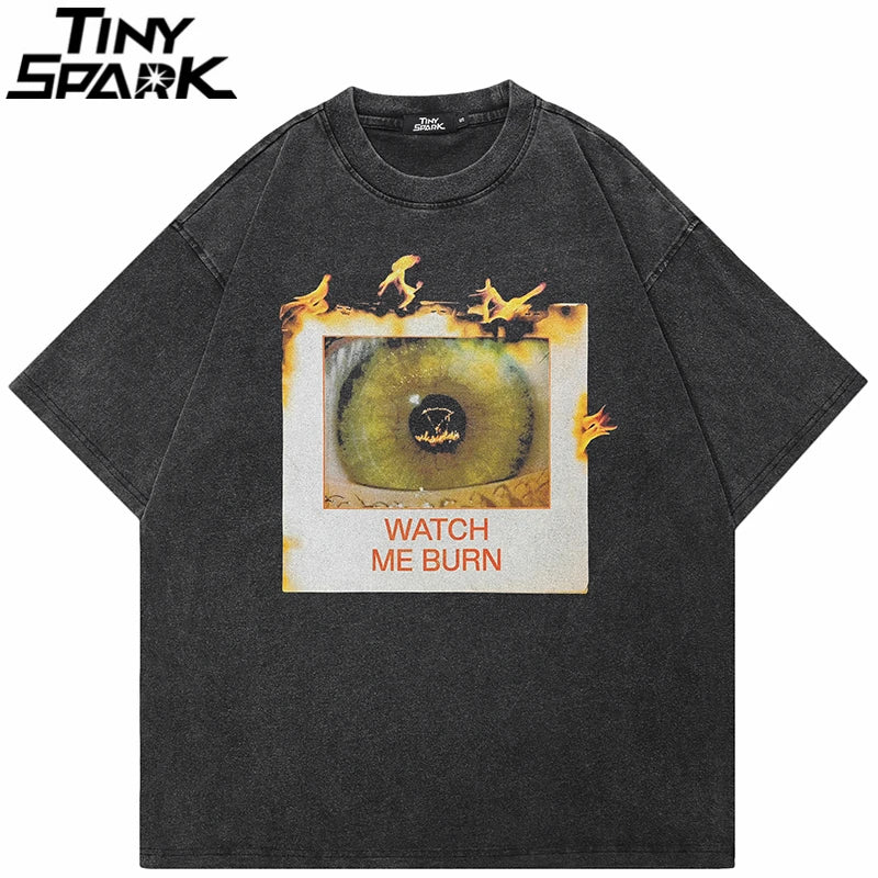 Graphic Retro Black Eye Washed T-Shirt — front view