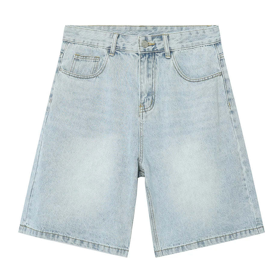 Vintage Blue Loose Denim Shorts — side view