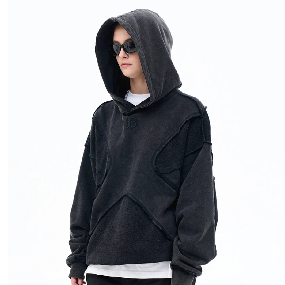 Vintage Patchwork Hoodie — fit shot