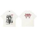 Vintage White Print T-Shirt — fabric close-up
