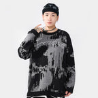 Black Embroidered Knit Sweater — front view
