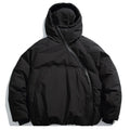 Black Zip Loose Puffer Jacket — styling shot
