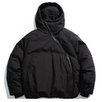Black Zip Loose Puffer Jacket — styling shot