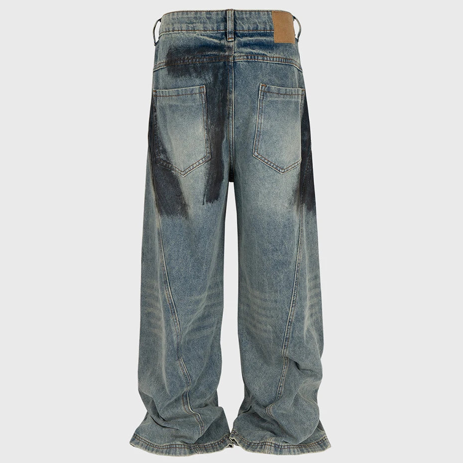 Ripped Denim Baggy Jeans — front view