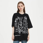 Cartoon Graphic Oversized T-Shirt — fabric close-up