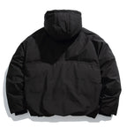 Black Zip Loose Puffer Jacket — front view