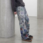 Graphic Denim Loose Jeans — detail shot