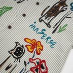Vintage Cat Striped Graphic Loose Shirt — fabric close-up