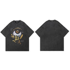 Black Big Eye Washed T-Shirt — fit shot