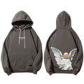 Grey Angel Print Fleece Hoodie — detail shot