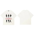 Y2K White Shadow Graphic T-Shirt — fabric close-up