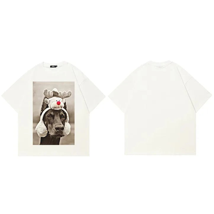 Beige Doberman Dog Graphic T-Shirt — styling shot