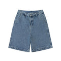 Blue Loose Denim Shorts — styling shot