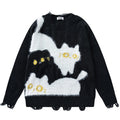 Y2K Cat Knit Oversized Sweater — back view