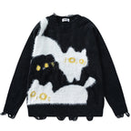 Y2K Cat Knit Oversized Sweater — back view