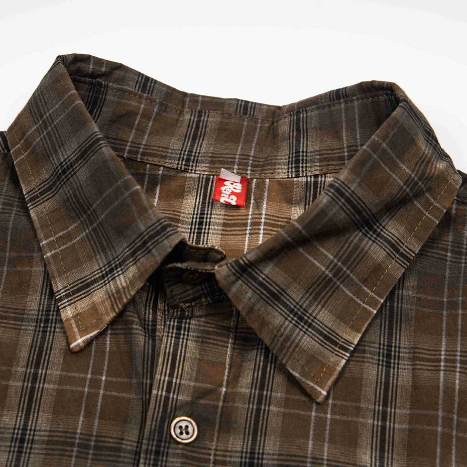 Vintage Plaid Embroidered Shirt — back view