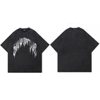 Vintage Black Shadow Washed Relaxed T-Shirt — fabric close-up