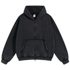 Vintage Black Zip Oversized Coat — styling shot