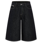 Wide Loose Denim Shorts — back view