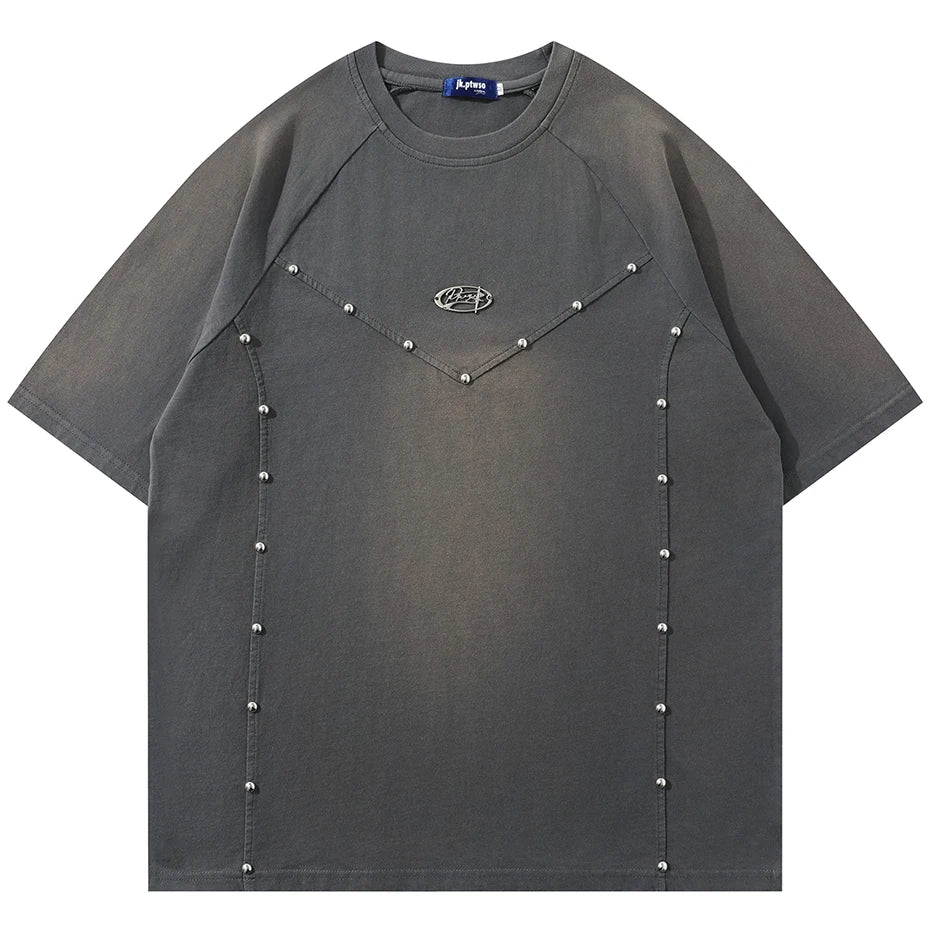 Punk Patchwork Oversized T-Shirt — back view