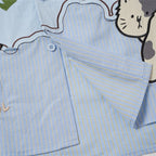 Funny Cat Embroidered Loose Shirt — fabric close-up