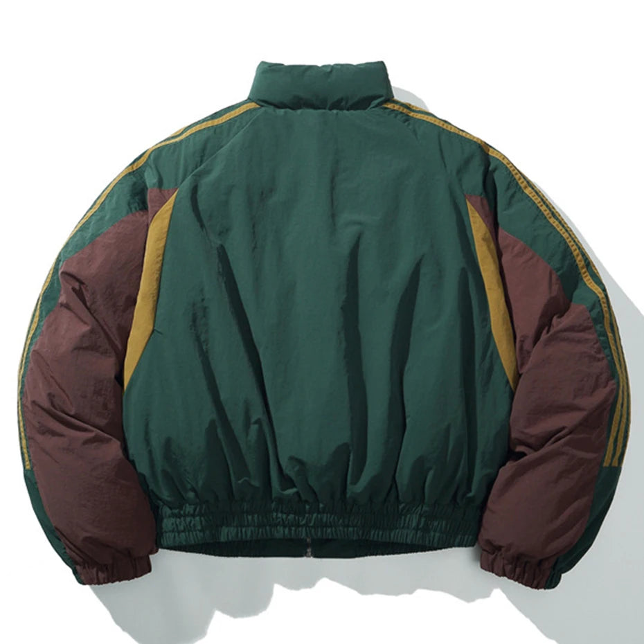 Vintage Patchwork Oversized Puffer Jacket — detail shot