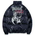 Black Lightning Bear Padded Oversized Puffer Jacket — back view