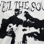 Y2K White Knit Oversized Sweater — fit shot