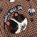 Vintage Plaid Cat Embroidered Shirt — detail shot