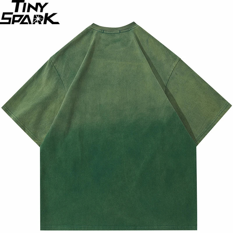 Gradient Letter Graphic Oversized T-Shirt — back view