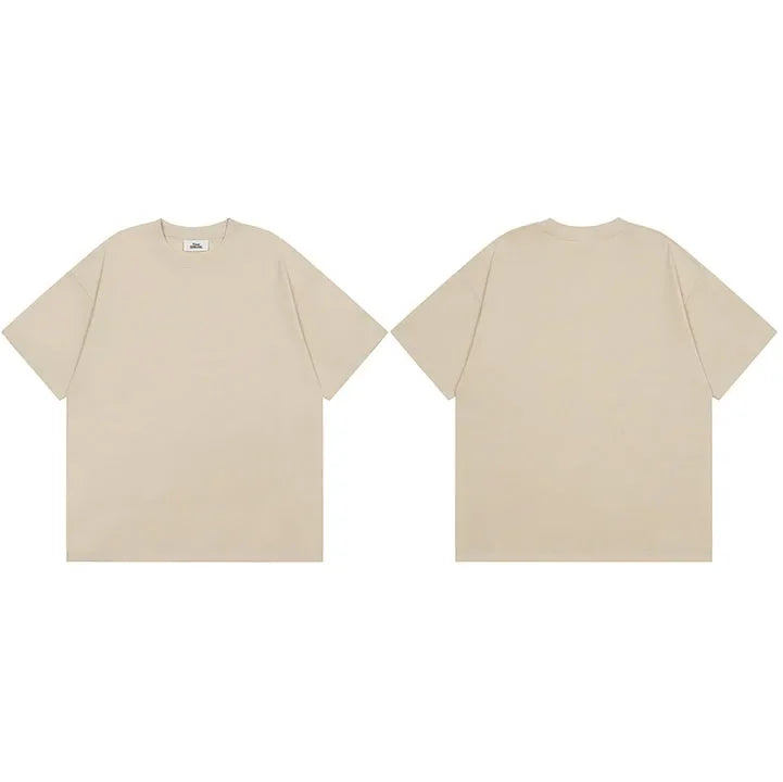 Plain Solid Color Loose T-Shirt — fit shot
