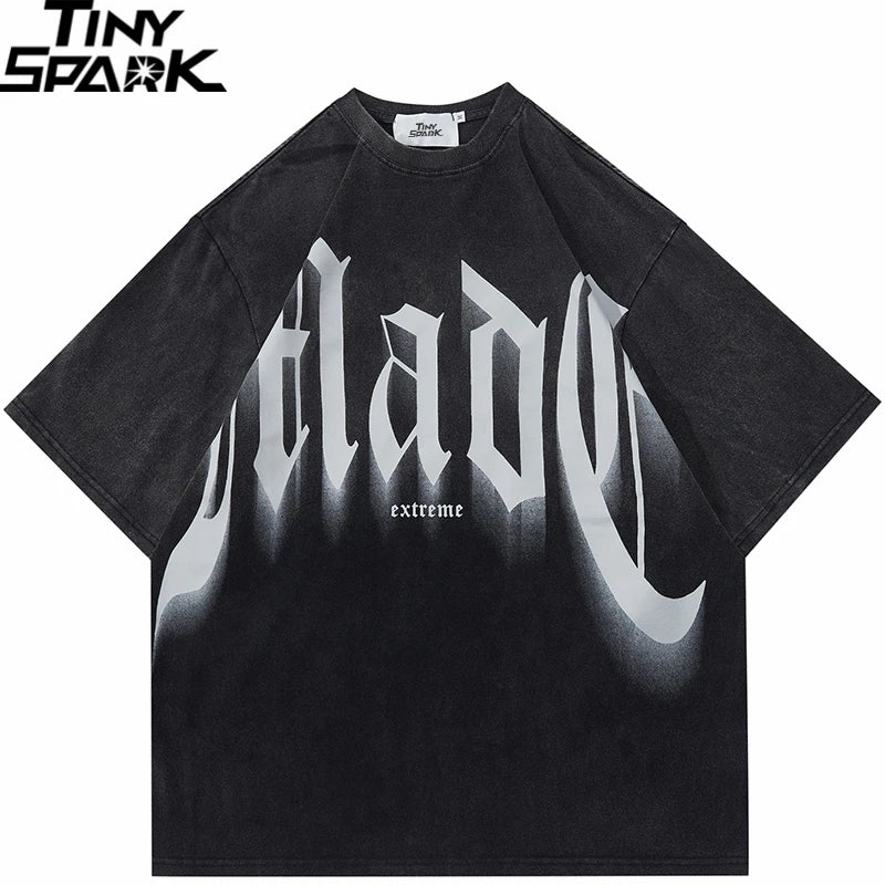 Gradient Letter Graphic Oversized T-Shirt — detail shot