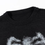 Y2K Skeleton Graphic Knit Oversized Sweater — back view