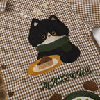 Vintage Cat Plaid Embroidered Shirt — back view