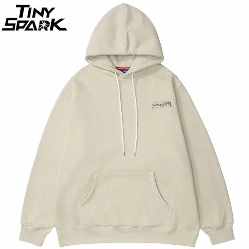 Bear Letter Print Fleece Hoodie — front view