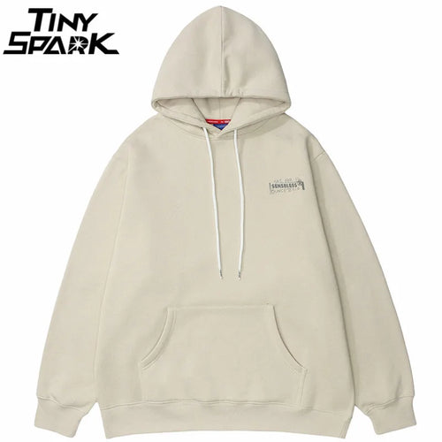 Bear Letter Print Fleece Hoodie — front view