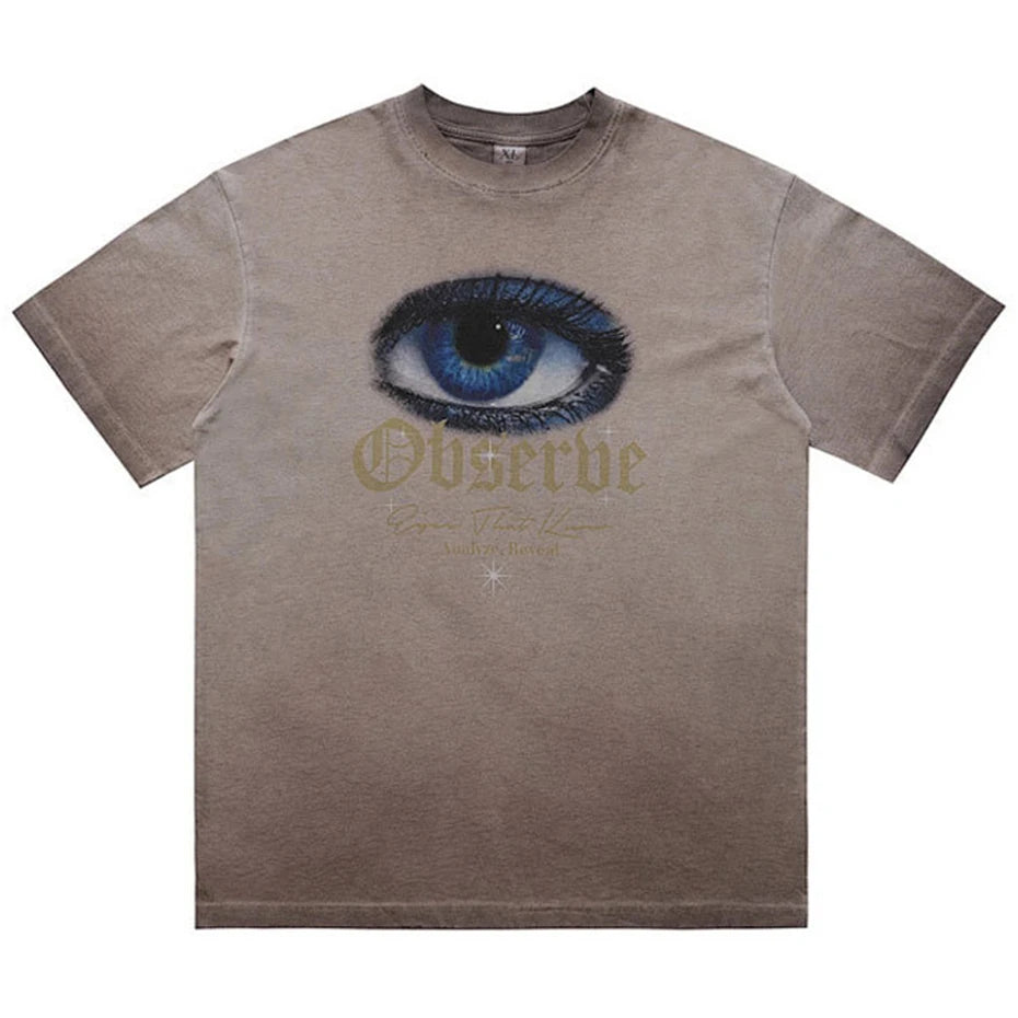 Vintage Eyes Graphic Oversized T-Shirt — back view