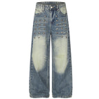 Vintage Denim Loose Jeans — fabric close-up