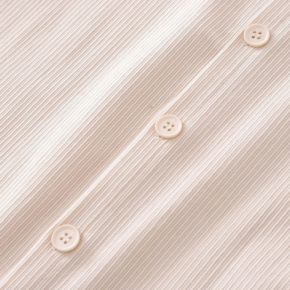Vintage Rose Embroidered Corduroy Loose Shirt — fabric close-up