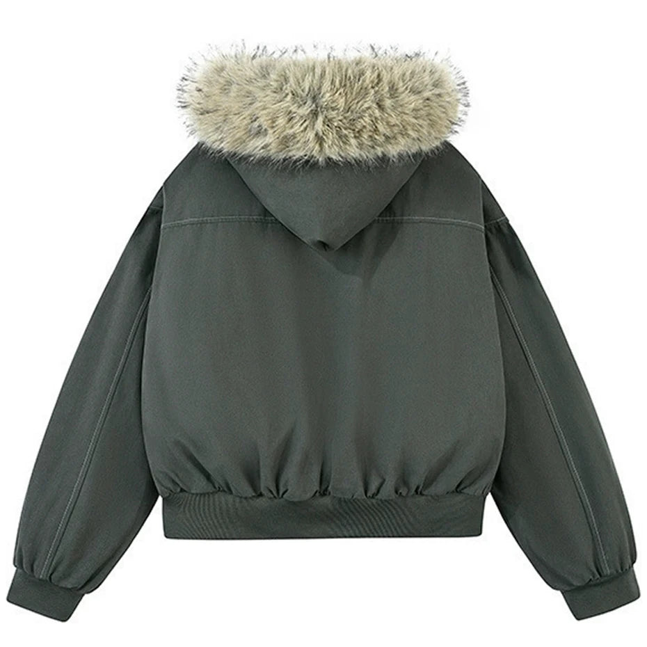 Vintage Padded Fur Puffer Jacket — detail shot